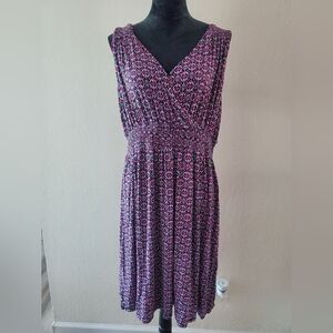 LANE BRYANT Pink Black Geometric Print Sleeveless Smocked Stretchy Dress 18/20